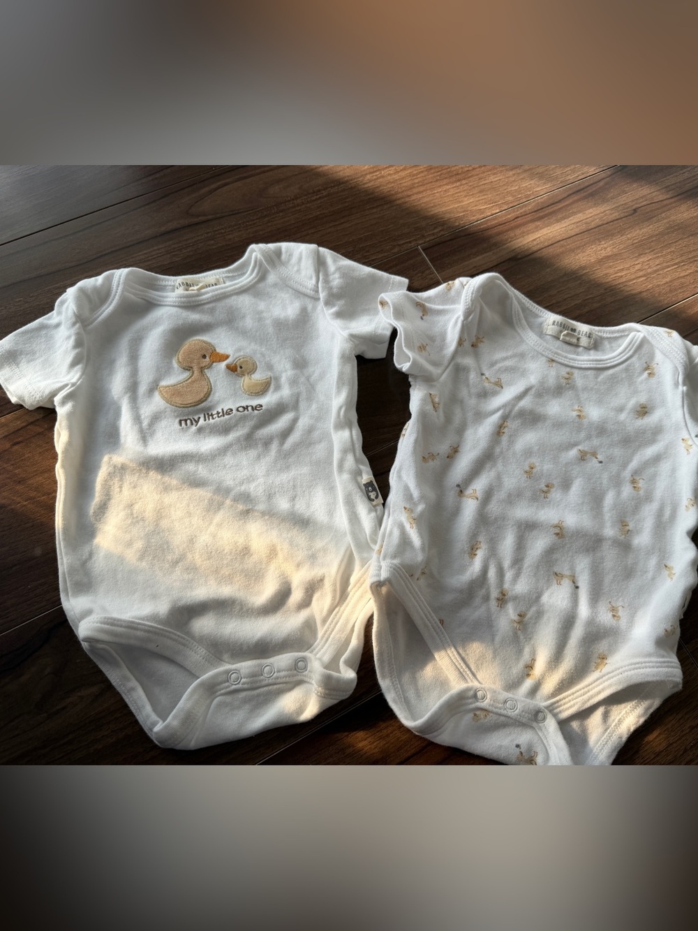 White Baby One-Piece Bodysuit Set with Duck Motif - Pack of 2 ,, 6-9 month